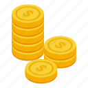 coins, stack, isometric
