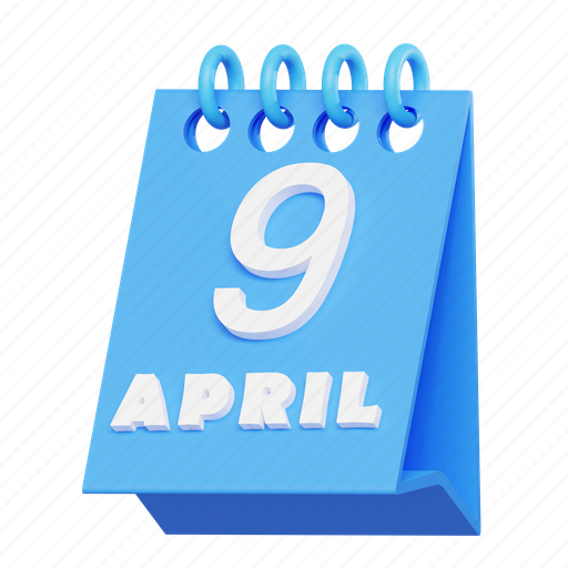 Date, calendar, blue, april 9, event, easter 3D illustration - Download on Iconfinder