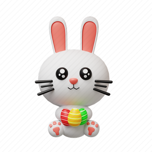 Rabbit, bunny, easter, egg, cute, decoration 3D illustration - Download on Iconfinder