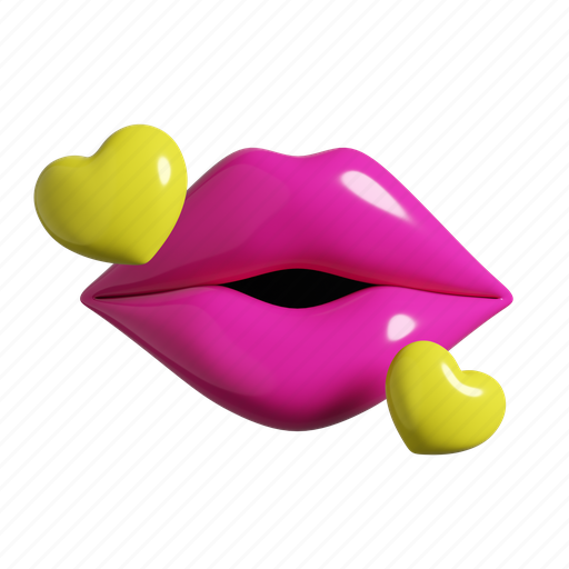 Lips, kiss, love, valentine, woman, heart, emotion 3D illustration - Download on Iconfinder