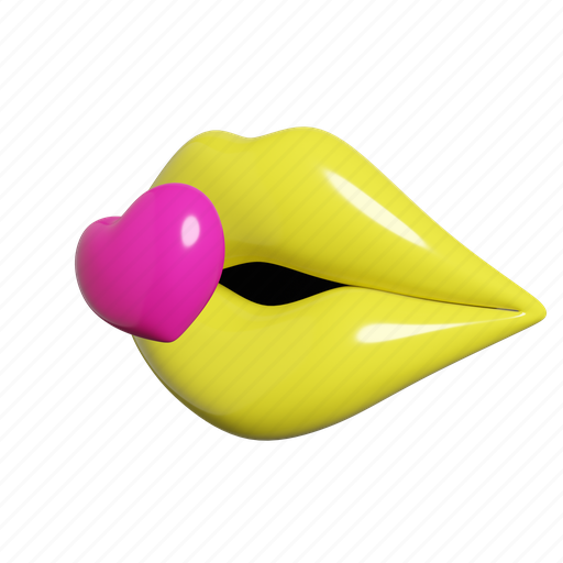 Lips, kiss, love, mouth, heart, valentine, emotion 3D illustration - Download on Iconfinder