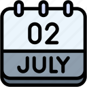 calendar, july, two, 2, date, monthly, time, month, schedule