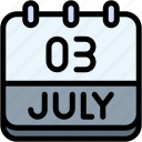 calendar, july, three, 3, date, monthly, time, month, schedule