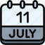 calendar, july, eleven, date, monthly, time, and, month, schedule 