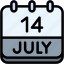 calendar, july, fourteen, date, monthly, time, and, month, schedule 