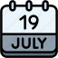 calendar, july, nineteen, date, monthly, time, and, month, schedule 