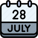 calendar, july, twenty, eight, date, monthly, time, month, schedule