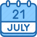 calendar, july, twenty, one, date, monthly, time, month, schedule