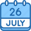 calendar, july, twenty, six, date, monthly, time, and, month, schedule 