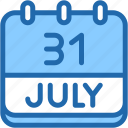 calendar, july, thirty, one, date, monthly, time, month, schedule