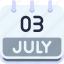 calendar, july, three, 3, date, monthly, time, and, month, schedule 