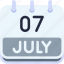 calendar, july, seven, date, monthly, time, and, month, schedule 