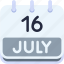 calendar, july, sixteen, date, monthly, time, and, month, schedule 