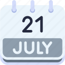calendar, july, twenty, one, date, monthly, time, month, schedule