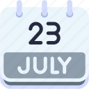 calendar, july, twenty, three, date, monthly, time, month, schedule