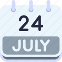 calendar, july, twenty, four, date, monthly, time, month, schedule