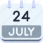 calendar, july, twenty, four, date, monthly, time, month, schedule 