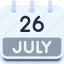 calendar, july, twenty, six, date, monthly, time, month, schedule 