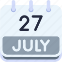 calendar, july, twenty, seven, date, monthly, time, month, schedule