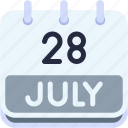 calendar, july, twenty, eight, date, monthly, time, month, schedule