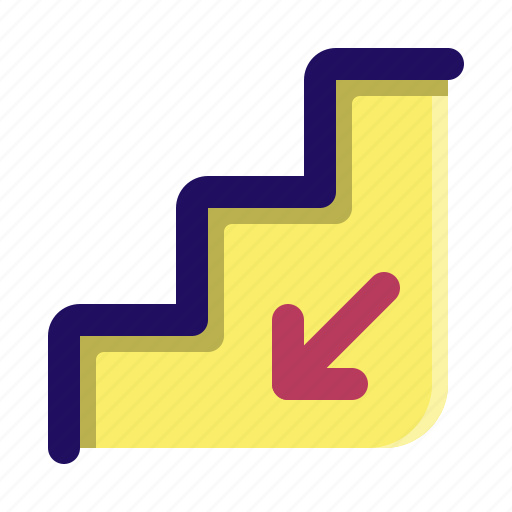 Down, downstairs, sign, stair, step, walk icon - Download on Iconfinder