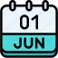 calendar, june, one, 1, date, monthly, time, month, schedule 