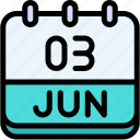 calendar, june, three, 3, date, monthly, time, month, schedule