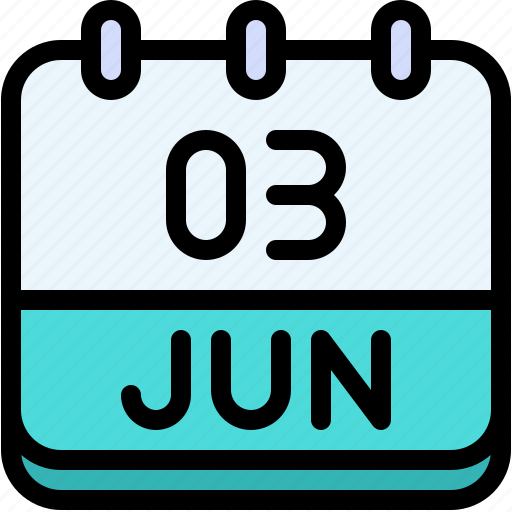 Calendar, june, three, 3, date, monthly, time icon - Download on Iconfinder