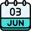 calendar, june, three, 3, date, monthly, time, month, schedule 