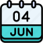calendar, june, four, date, monthly, time, and, month, schedule 