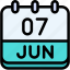 calendar, june, seven, date, monthly, time, and, month, schedule 