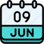 calendar, june, nine, date, monthly, time, and, month, schedule 