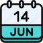 calendar, june, fourteen, date, monthly, time, and, month, schedule 