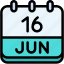calendar, june, sixteen, date, monthly, time, and, month, schedule 