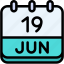 calendar, june, nineteen, date, monthly, time, and, month, schedule 