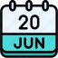 calendar, june, twenty, date, monthly, time, and, month, schedule 