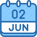 calendar, june, two, 2, date, monthly, time, month, schedule