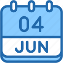 calendar, june, four, date, monthly, time, and, month, schedule