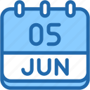 calendar, june, five, date, monthly, time, and, month, schedule
