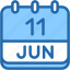 calendar, june, eleven, date, monthly, time, and, month, schedule 