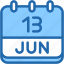 calendar, june, thirteen, date, monthly, time, and, month, schedule 