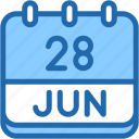 calendar, june, twenty, eight, date, monthly, time, and, month, schedule