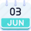 calendar, june, three, 3, date, monthly, time, and, month, schedule 