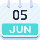 calendar, june, five, date, monthly, time, and, month, schedule