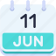 calendar, june, eleven, date, monthly, time, and, month, schedule 