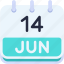 calendar, june, fourteen, date, monthly, time, and, month, schedule 