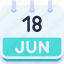calendar, june, eighteen, date, monthly, time, and, month, schedule 