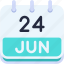 calendar, june, twenty, four, date, monthly, time, month, schedule 
