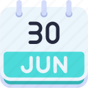 calendar, june, thirty, date, monthly, time, and, month, schedule