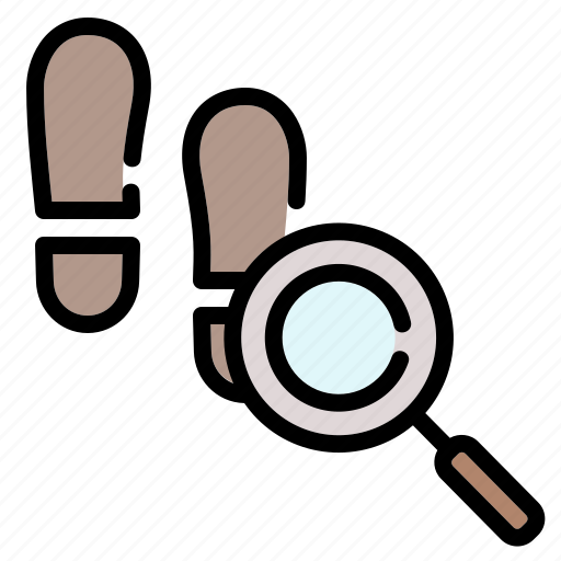 Footprints, footprint, detective, magnifying glass, loupe, root cause, search icon - Download on Iconfinder
